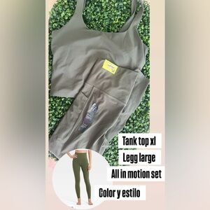 all in motion Olive Green Tank Top & Leggings Set